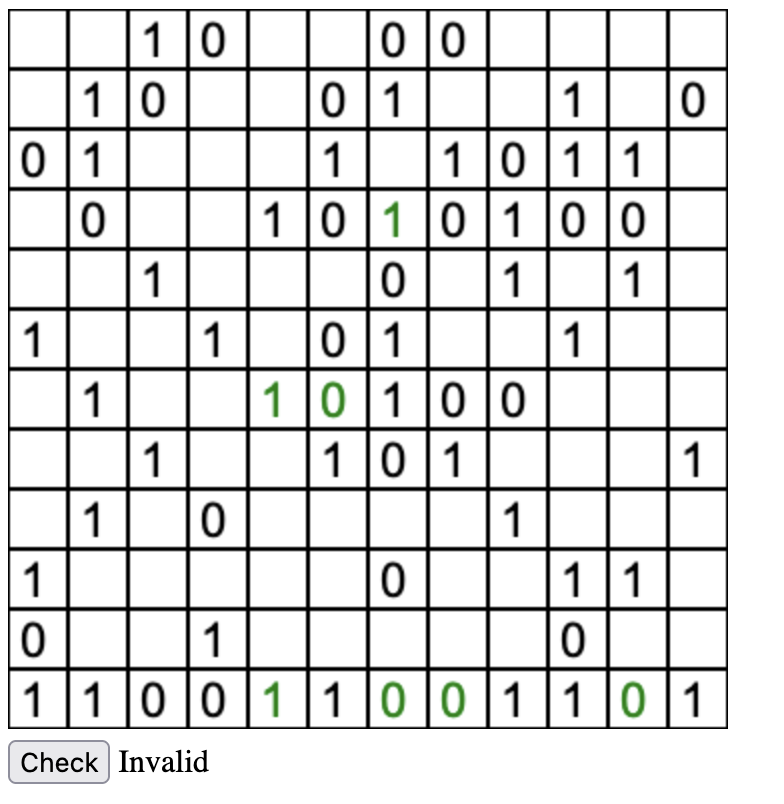 Binary Puzzle screenshot